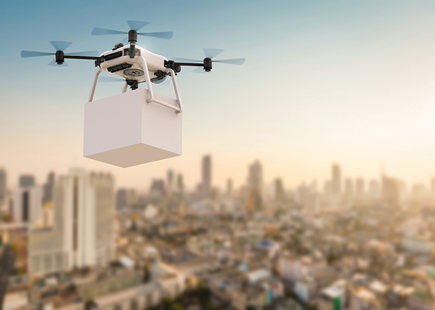 Drone delivering the package thanks to GNSS augmentation services