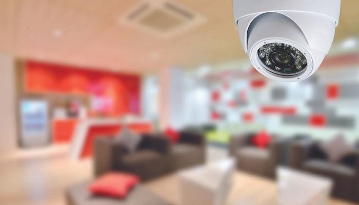 Security camera in the hotel lobby