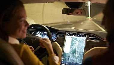 autonomous car driving through the tunnel