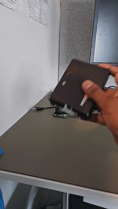 ALMA-B2 evaluation kit being tested for an Edge AI motion detection demo