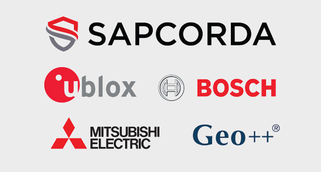 Sapcorda, u-blox, Bosch, Mitsubishi Electric and Geo++ Logo