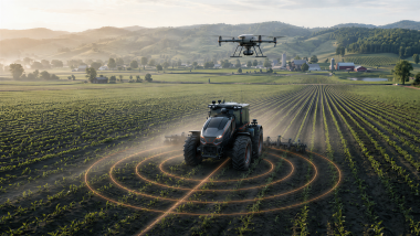 GNSS positioning for precision agriculture with drone and tractor