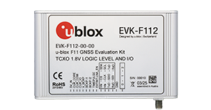 Front view of the u-blox EVK-F112 GNSS evaluation kit