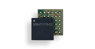 Front view of the u-blox UBX-F11170-CC GNSS chip