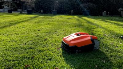 High precision robotic lawnmower on lawn