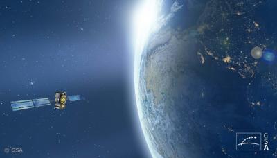 Galileo GNSS satellite orbiting Earth