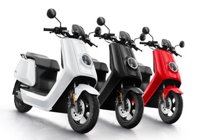 White, black and red Niu scooter