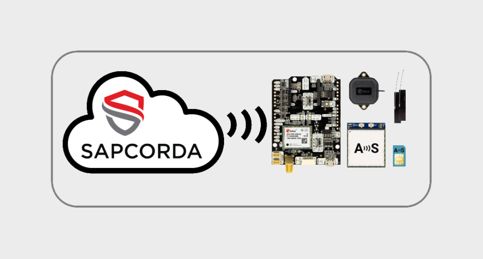 Sapcorda logo in a cloud next to chips and modules