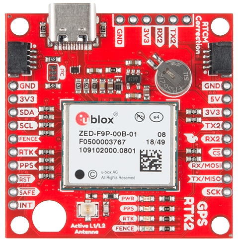 SparkFun's GPS-RTK2 Board featuring ublox ZED-F9P