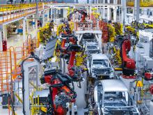 car factory with robots