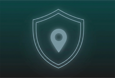 Shield icon with location pin for safe GNSS positioning