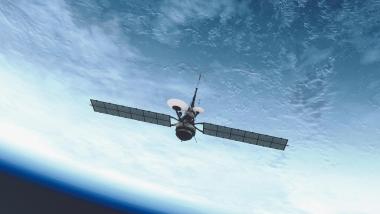 Satelite above the Earth collecting raw GNSS data