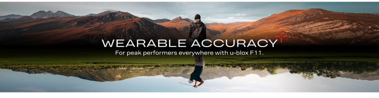 Hiker in mountain landscape illustrating wearable accuracy with low-power GNSS from u-blox F11