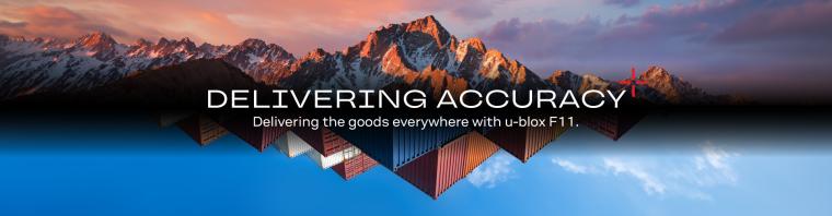 Shipping containers and mountain landscape illustrating u-blox F11 low-power GNSS asset tracking accuracy